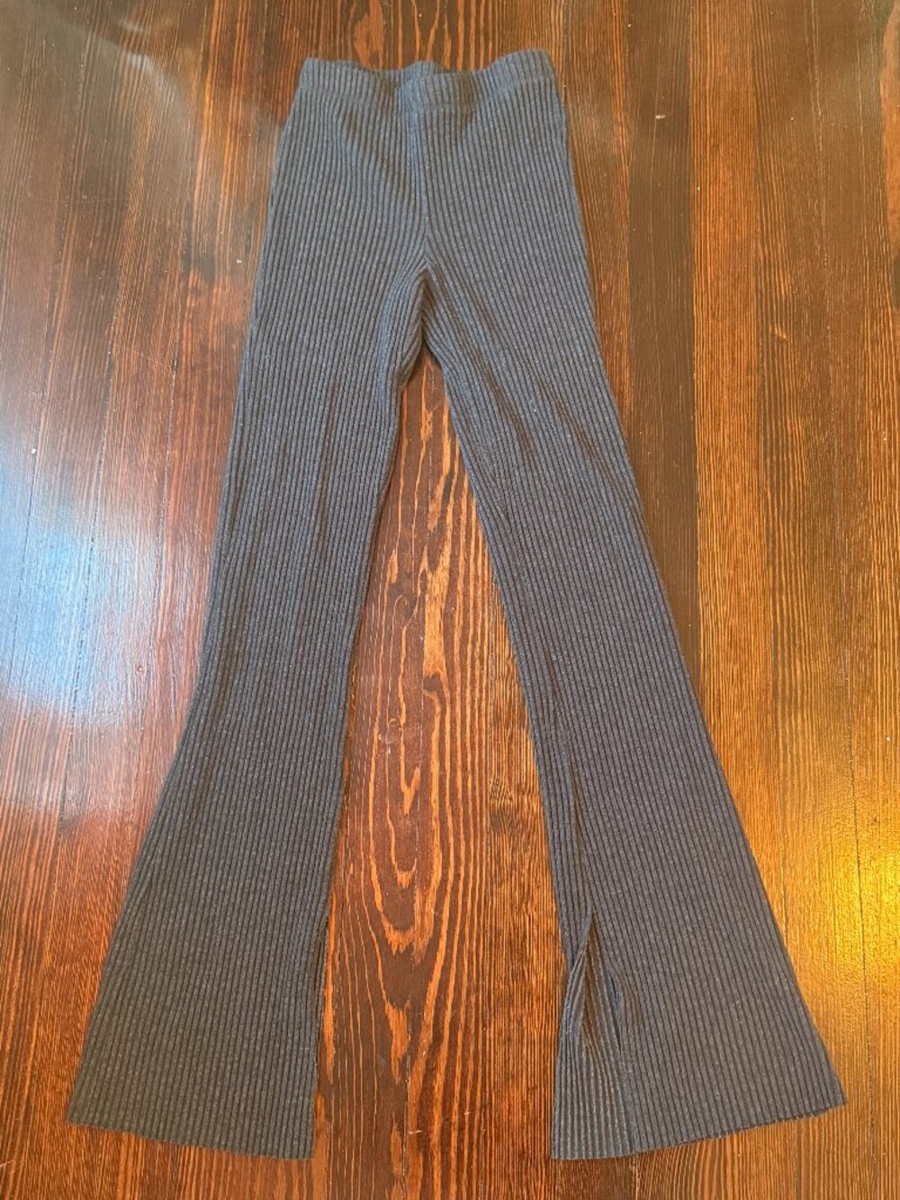 Forever 21 Charcoal Knit Flare Pants with Slit Size XS